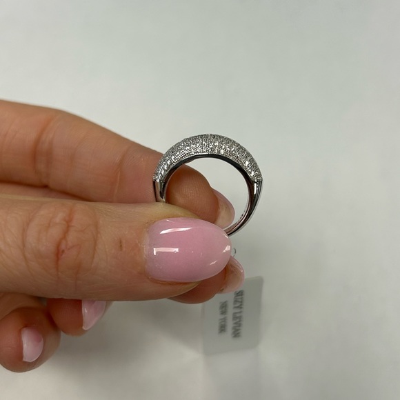Suzy Levian Sterling Silver Pave White CZ Ring NWT - Picture 6 of 7
